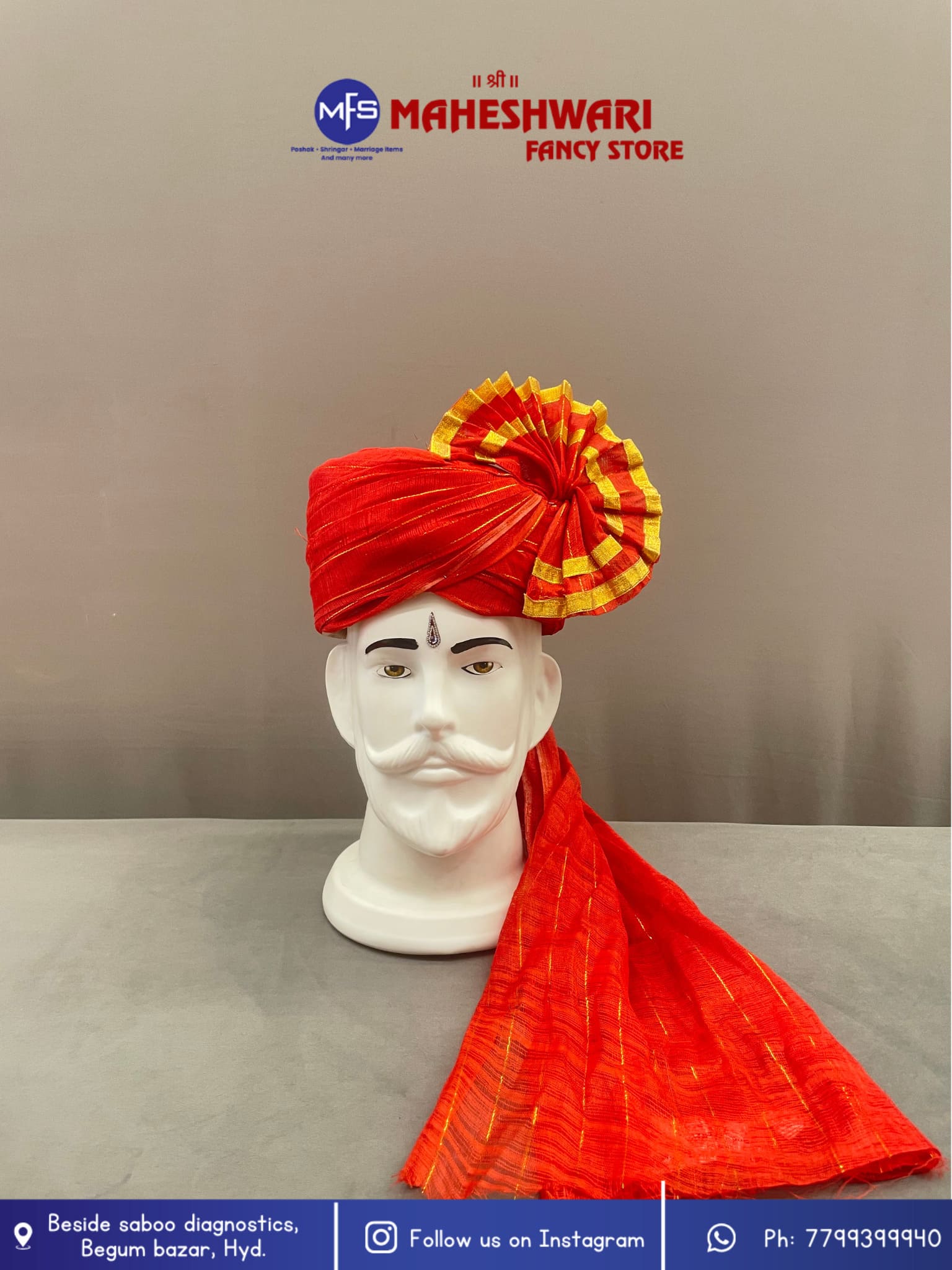 Red Turra Barati Pagdi Fabric